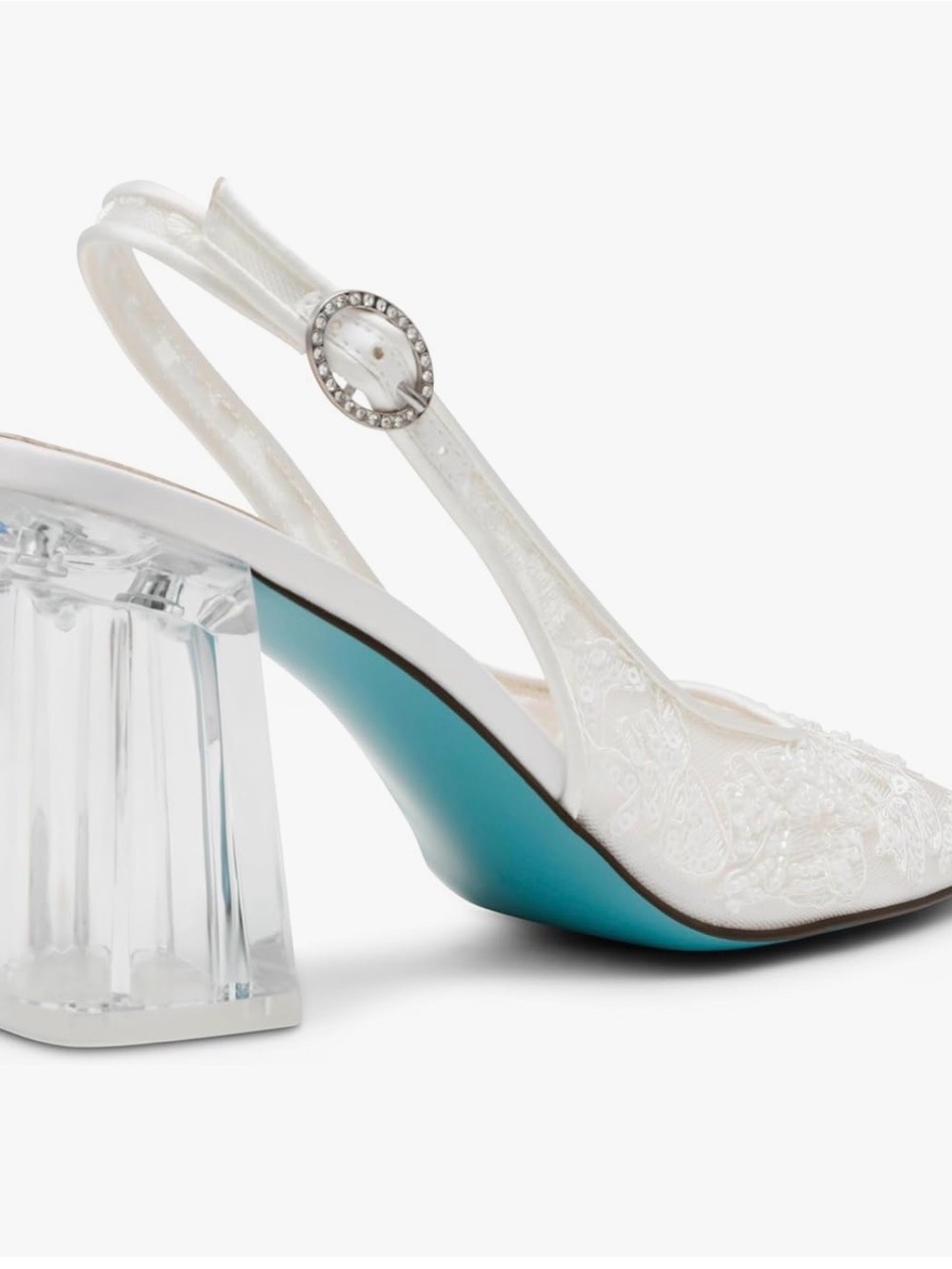 Betsey Johnson White Sequin Embellished Slingback Heels - Picture 6 of 10
